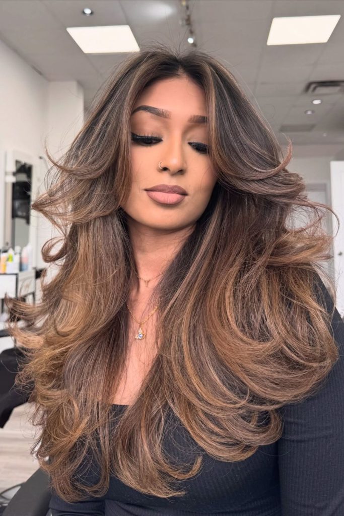 Long Balayage Layers With Face Framing