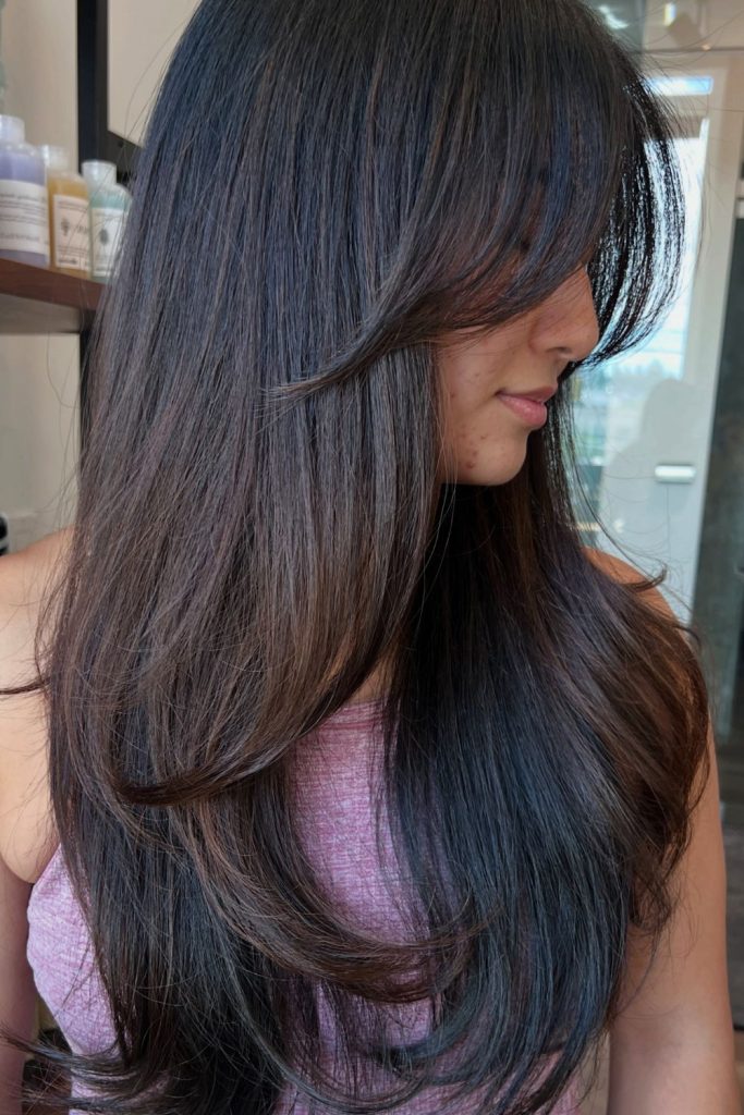 90s Blowout Layers With Side Bangs
