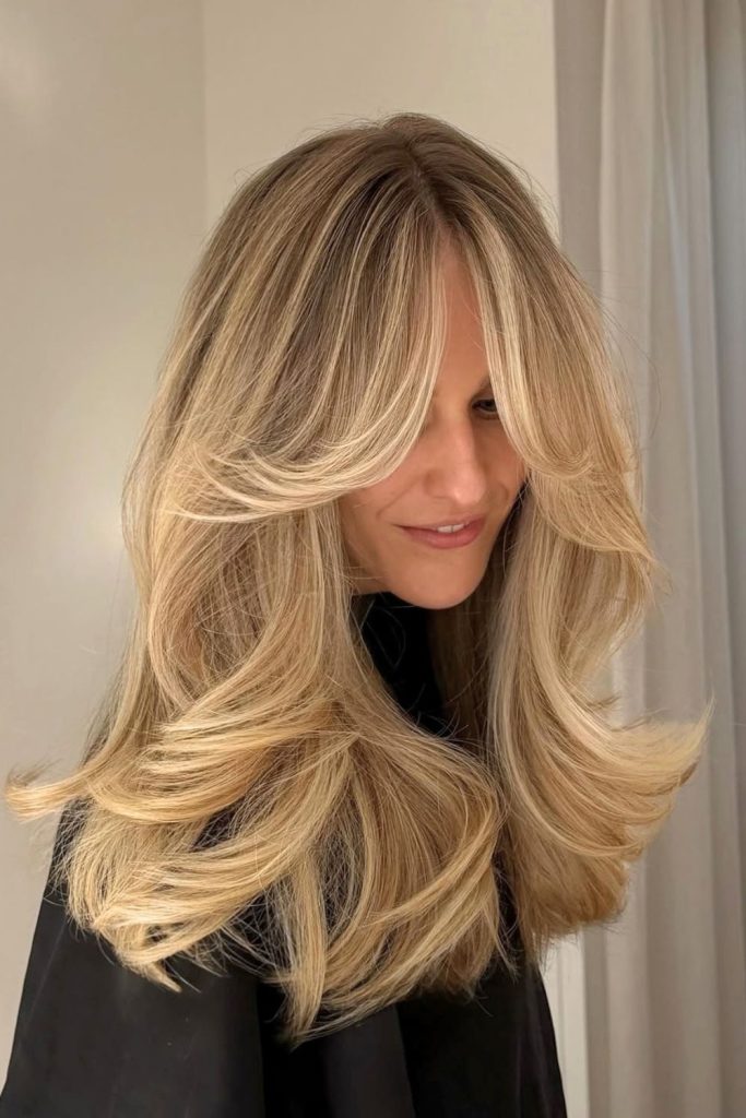 Blonde Hair with Curtain Bangs
