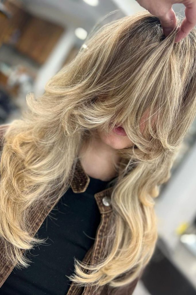 Blonde Medium Hair With Butterfly Layers