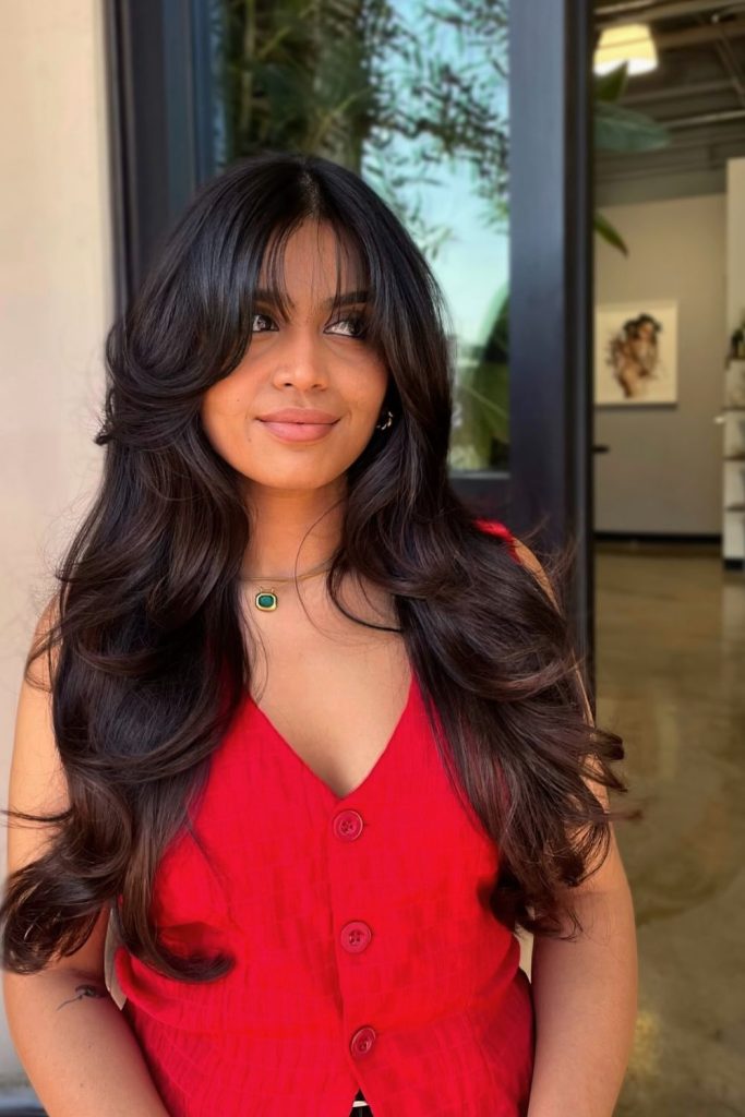 Bouncy Layers with Curtain Bangs
