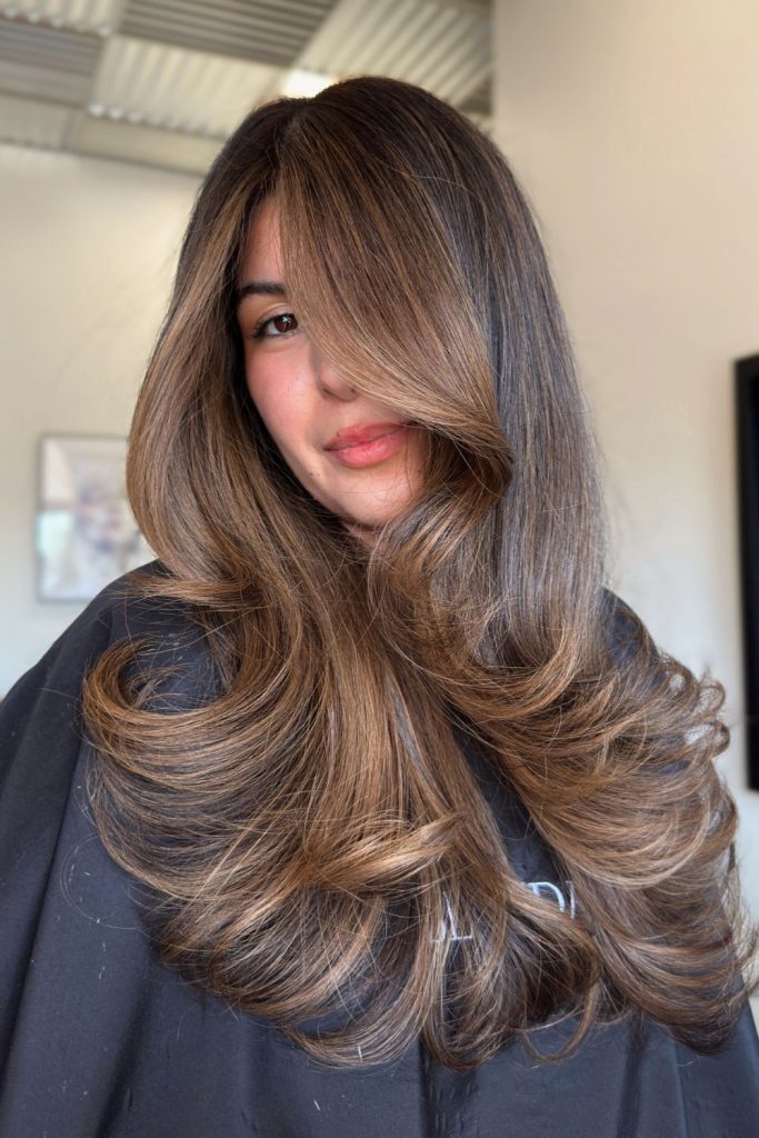 Brunette Layers With Face-Framing Highlights