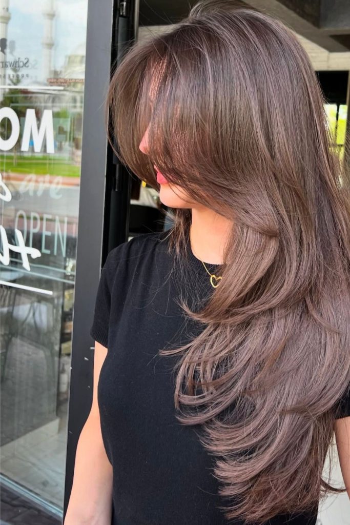 Curtain Bangs with a Side Part