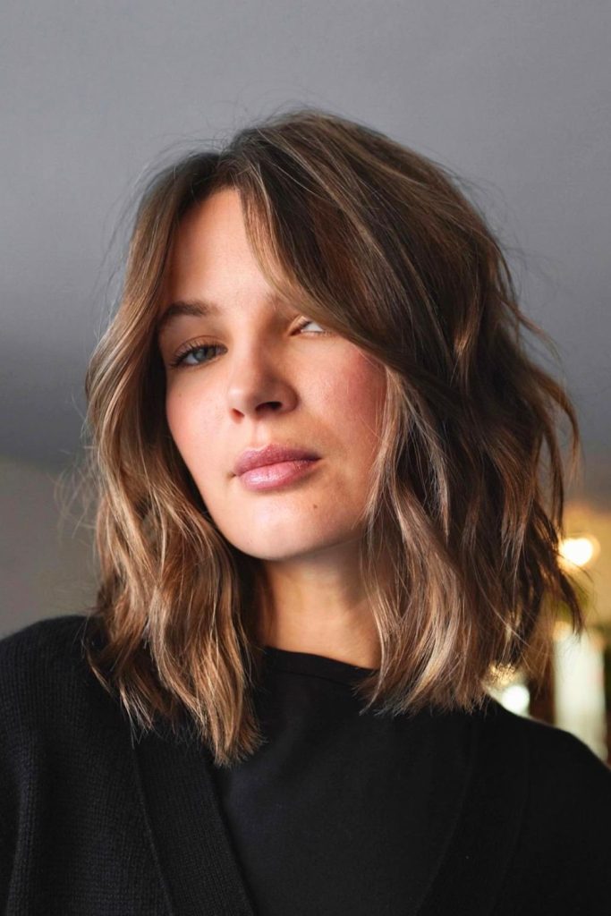Long Layered Bob With Curtain Bangs
