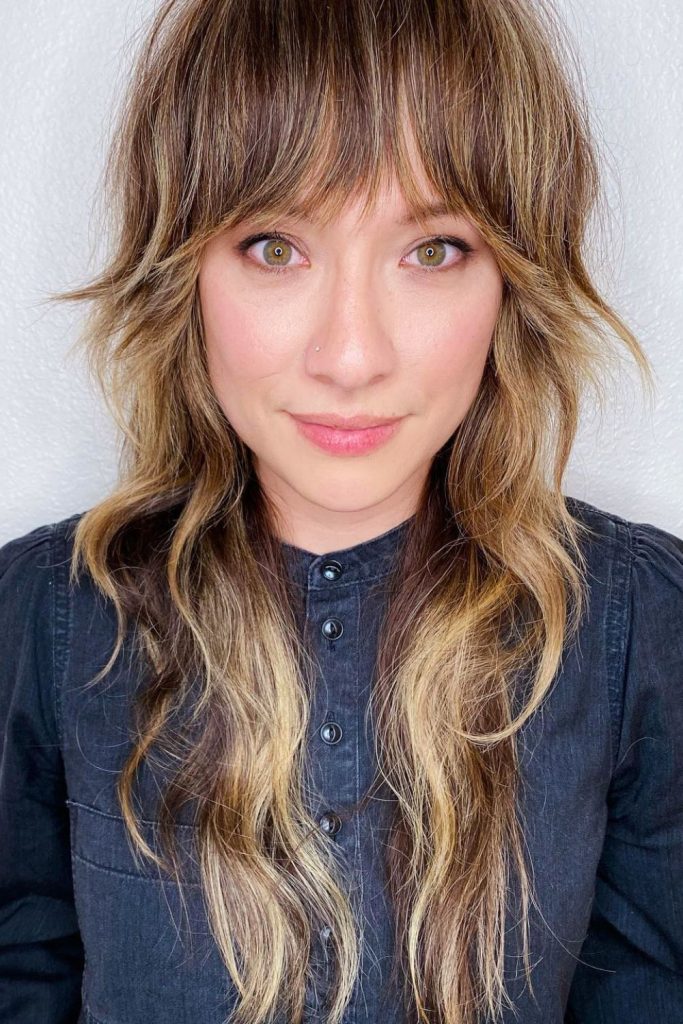 Long Shag With Side-Swept Fringe