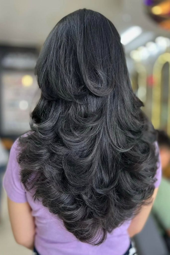 V-Cut Long Layers With Side Bangs