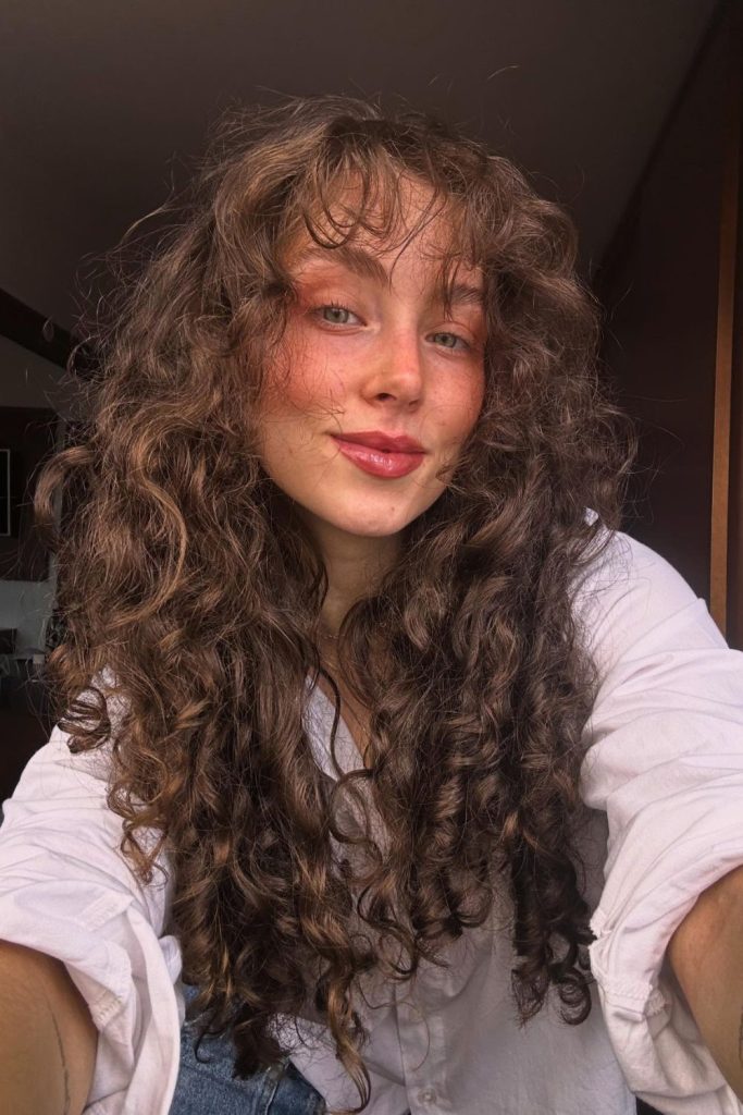 Curly Hair With Wispy Bangs