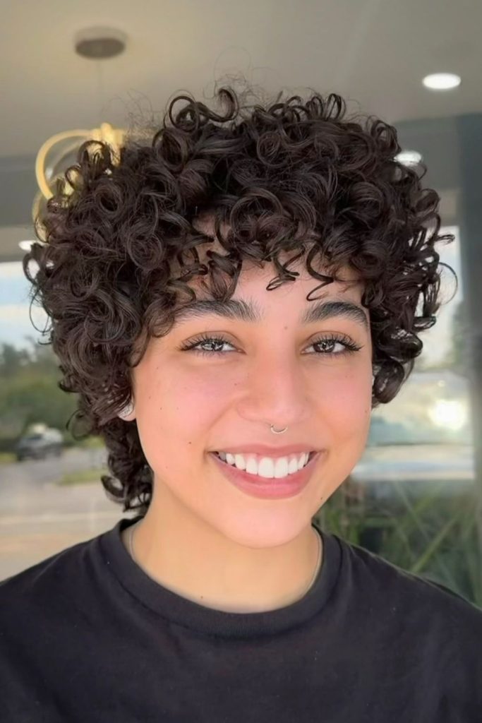 Curly Pixie Cut for Round Faces