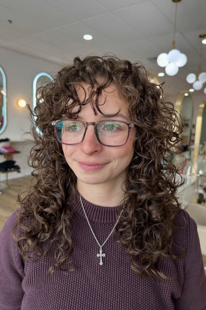 Curly Wolf Cut With Bangs