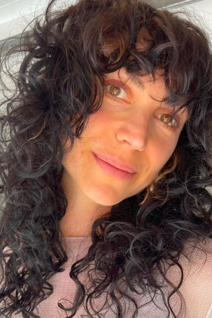 Medium-Length Curly Shag for Fine Hair