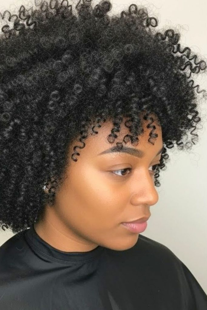 Short Curly Afro for Round Faces