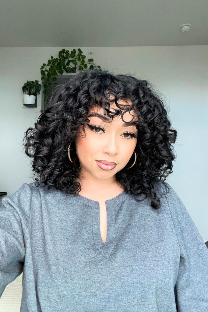 Shoulder-Length Curly Hair With Bangs